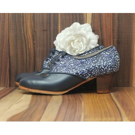 Carmela 37 A+PR Leather Navy Cubano 5 Visto Atrás Fantasía Estampado