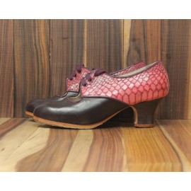 Carmela 35,5 A Leather Vino Carrete 5 Visto Atrás Serpiente Rose Punch