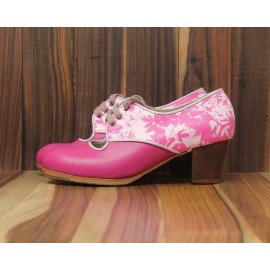 Carmela 35 A+PR Piel Fucsia Cubano 5 Visto Atrás Fantasía Floral