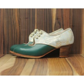 Carmela 35,5 A Leather Verde Pino Cubano 5 Visto Atrás Fantasía Helecho Dorado R. Oro