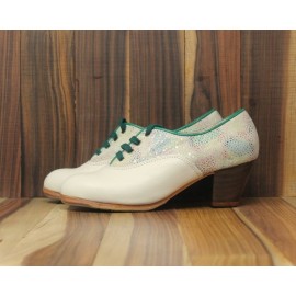 Chapín Mujer 35 A+PR Leather Marfil Cubano 5 Visto Atrás Fantasía R. Verde