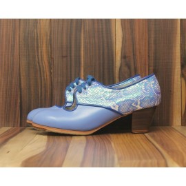 Carmela 38 A+PR Leather Violeta Cubano 5 Visto Atrás Serpiente Perlado Azul