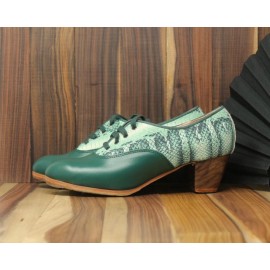 Chapín Mujer 40 A Leather Verde Pino Cubano 5 Visto Atrás Serpiente Verde