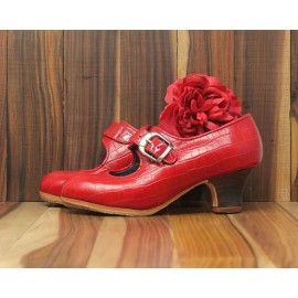 Lola 34,5 A Coco Rojo Carrete 5 Visto Correa Charol Rojo