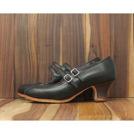 Manuela 37 A Leather Negro Carrete 5 Visto (Filis Beige)