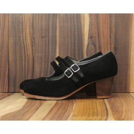 Manuela 35 AA Ante Negro Cubano 5 Visto (Filis Beige)