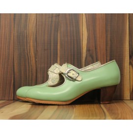 Lola 39 A+PR Leather Menta Cubano 5 Visto Interior Y Correa Damasco Dorado R. Dorado