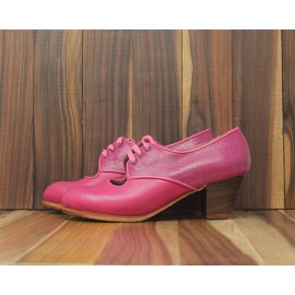 Carmela 36,5 A+PR Piel Fucsia Cubano 5 Visto Atrás Coco Fucsia
