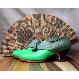 Carmela 36,5 A Leather Manzana Carrete 5 Visto Atrás Avestruz Oliva