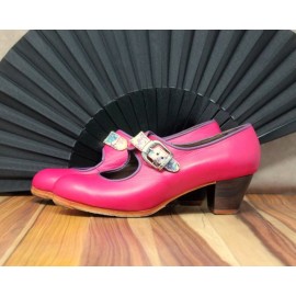 Lola 39,5 A+PR Leather Fucsia Cubano 5 Visto Correa Fantasia Flores