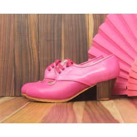 Carmela 36 A+PR Leather Fucsia Cubano 5 Visto Atrás Leather Chicle