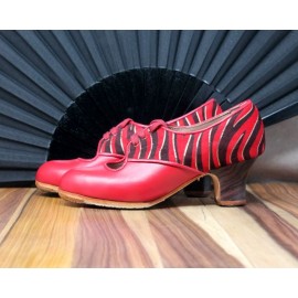 Carmela 36 AA Piel Rojo Sangre Carrete 5 Visto Atrás Fantasía Animal Print Rojo