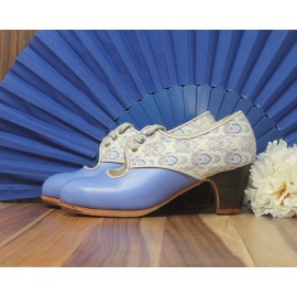 Carmela 34 AA Leather Azul Violeta Clásico 5 Visto Atrás Fantasía Damasco