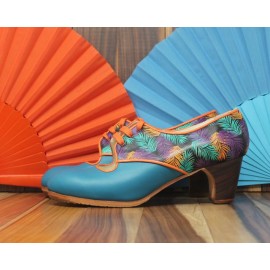 Carmela 40 AA+PR Leather Teal Clásico 5 Visto Atrás Fantasía Helecho Colorido R. Naranja