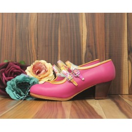 Manuela 36,5 A Leather Fucsia Cubano 5 Visto Correas Fantasía Acuarela R. Mango