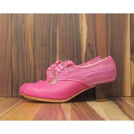 Carmela 37 AA Leather Fucsia Cubano 5 Visto Atrás Urdimbre Fucsia