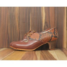 Carmela 38 AA+PR Leather Marrón Clásico 5 Visto Atrás Serpiente Teja