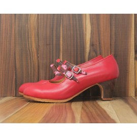 Manuela 38,5 A+PR Leather Rojo Sangre Clásico 5 Visto Correas Fantasía