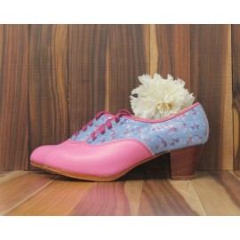 Chapín Mujer 38,5 A Leather Chicle Cubano 5 Visto Atrás Fantasía Mariposas