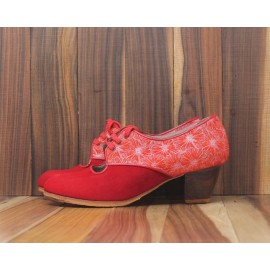 Carmela 37 A+PR Suede Rojo Sangre Cubano 5 Visto Atrás Fantasía Flores