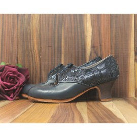 Carmela 38 AA+PR Leather Navy Carrete 5 Visto Atrás Serpiente Azul Eléctrico