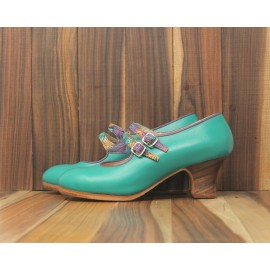 Manuela 35,5 A+PR Leather Turquesa Carrete 5 Visto Correas Helecho Multicolor R. Nazareno