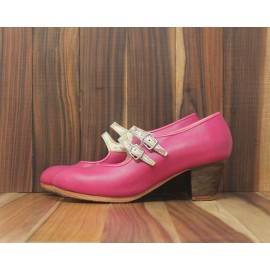 Manuela 36,5 A Leather Fucsia Cubano 5 Visto Correas Fantasía Mariposas