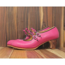 Manuela 40 A+PR Leather Fucsia Clásico 5 Visto Correas Animal Print Fucsia R. Negro