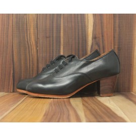 Chapín Mujer 36 AA Leather Negro Cubano 5 Visto (Filis Beige)