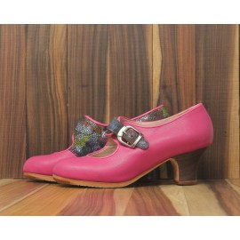 Lola 37 AA+PR Leather Fucsia Carrete 5 Visto Interior Y Correa Floral