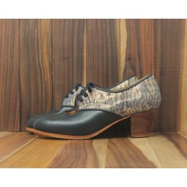 Carmela 36 AA+PR Leather Navy Cubano 5 Visto Atrás Helecho Azul