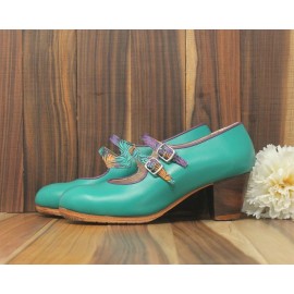 Manuela 35 AA+PR Leather Turquesa Cubano 5 Visto Correas Helecho Multicolor