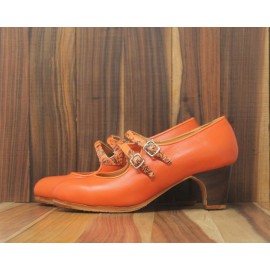 Manuela 38 A Piel Naranja Clásico 5 Visto Correas Fantasía Estampado Flores