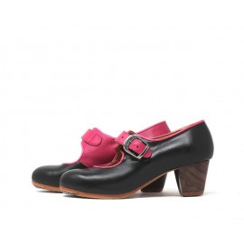 Lola 36 A Leather Negro Cubano 5 Visto Interior Y Correa Piel Fucsia
