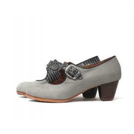 Lola 38,5 A+PR Nobuck Gris Cubano 5 Visto Interior Y Correa Serpiente
