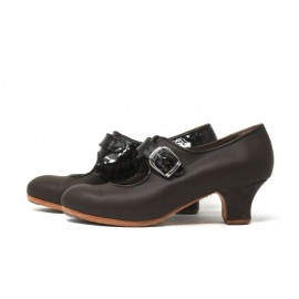 Lola 39,5 A Leather Café Carrete 5 Visto Interior Y Correa Charol Animal Print