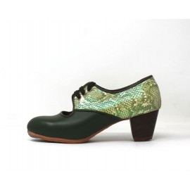 Carmela 37 A Leather Enebro Cubano 5 Visto Atrás Serpiente Perlado Verde R. Kaki