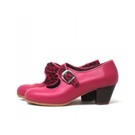 Lola 37,5 A+PR Leather Fucsia Cubano 5 Visto Interior Y Correa Animal Print Fucsia