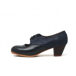 Carmela 39 AA Leather Navy Cubano 5 Visto Atrás Fantasía Relieve