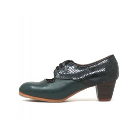 Carmela 39 AA Leather Verde Marino Cubano 5 Visto Atrás Serpiente R. Negro