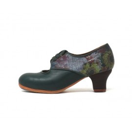 Carmela 35 AA Leather Verde Marino Bobina 5 Visto Atrás Floral