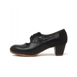 Carmela 39,5 AA Leather Negro Cubano 5 Visto Atrás Fantasía Burbujas