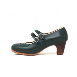 Manuela 37 AA+PR Leather Verde Marino Clásico 5 Visto Collarín Y Correa Serpiente Eléctrica R. Oro