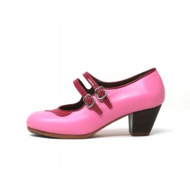 Manuela 36 A+PR Leather Chicle Cubano 5 Visto Collarín Y Correa Charol Fucsia