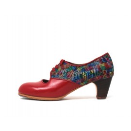 Carmela 40 AA+PR Piel Rojo Sangre Clásico 5 Visto Atrás Fantasía Multicolor