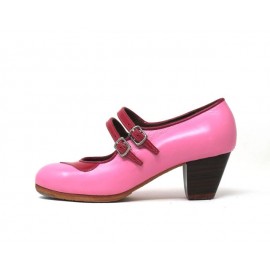 Manuela 36 A Piel Chicle Cubano 5 Visto Collarín Y Correa Charol Fucsia