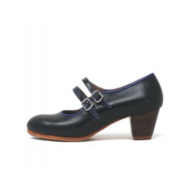Manuela 37 A+PR Leather Navy Cubano 5 Visto Correas Serpiente Navy R. Azulón