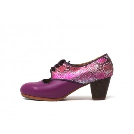 Carmela 36 A Piel Magenta Cubano 5 Visto Atrás Serpiente Fucsia Metalizada