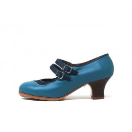Manuela 36,5 A+PR Leather Teal Carrete 5 Visto Collarín Y Correa Fantasía Pelo