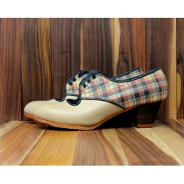 Carmela 41 A Piel Beige Cubano 5 Visto Atrás Fantasía Cuadros R. Navy